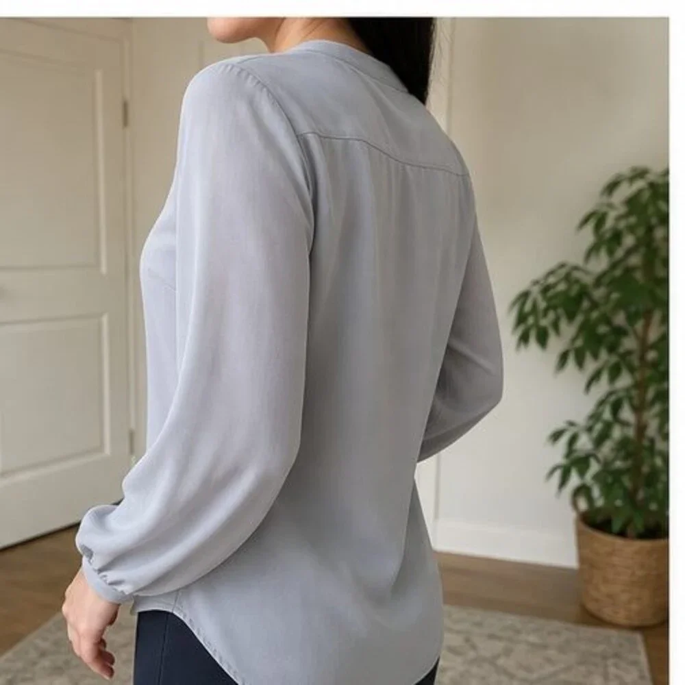 Gray Pleated Blouse - Picture 3 of 6